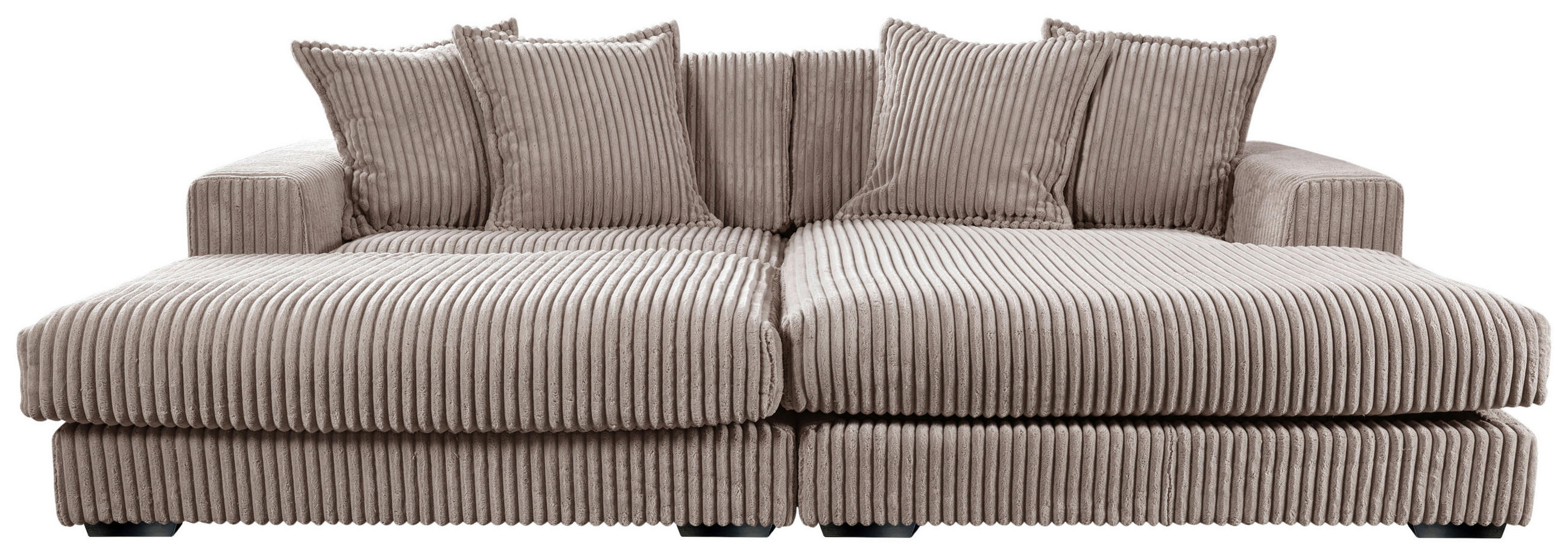 ECKSOFA FUNNY Taupe Cord  - Taupe/Schwarz, Basics, Kunststoff/Textil (195/285cm) - Livetastic
