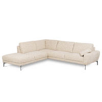 ECKSOFA SPRING Beige Webstoff Zierkissen  - Beige/Schwarz, Design, Textil/Metall (250/273cm) - Livetastic