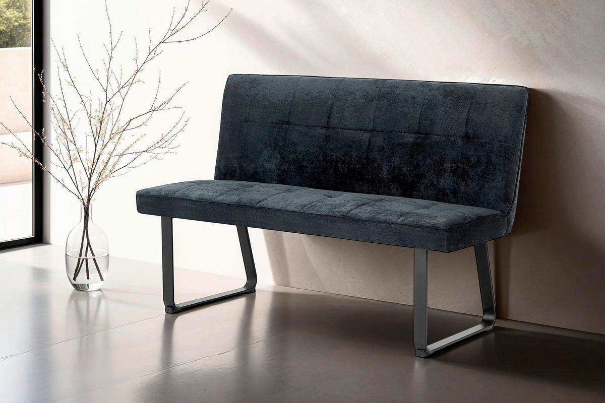SITZBANK in Metall, Textil Dunkelgrau  - Dunkelgrau/Schwarz, MODERN, Textil/Metall (140/92/58cm) - MID.YOU