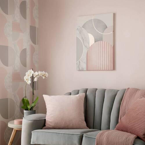 BILD Abstraktes  - Goldfarben/Rosa, Basics, Holzwerkstoff/Textil (50/70/3cm) - Xora