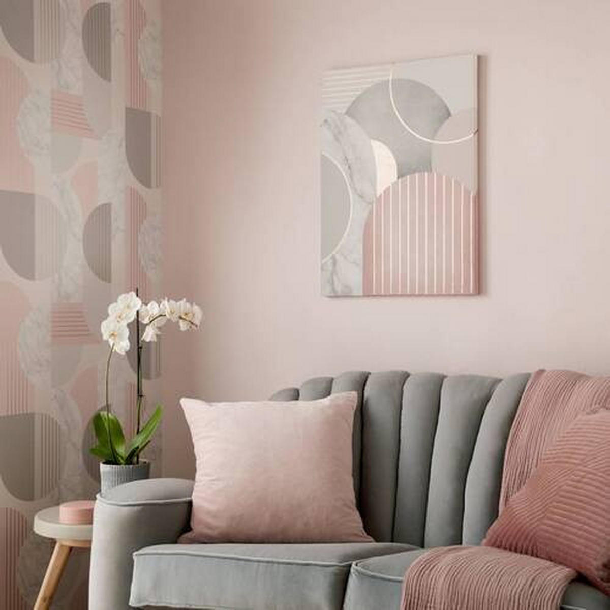 BILD Abstraktes  - Goldfarben/Rosa, Basics, Holzwerkstoff/Textil (50/70/3cm) - Xora