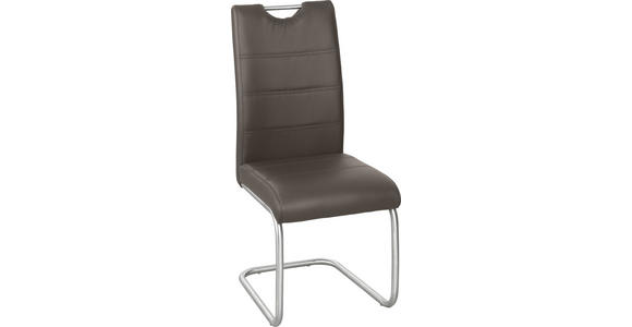 SCHWINGSTUHL  in Edelstahl Lederlook  - Edelstahlfarben/Braun, Design, Textil/Metall (43/98/58cm) - Xora