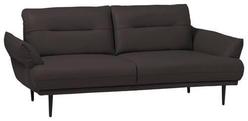 2-SITZER-SOFA Lederlook Dunkelbraun  - Dunkelbraun/Schwarz, Design, Holz/Textil (183/85/96cm) - Livetastic