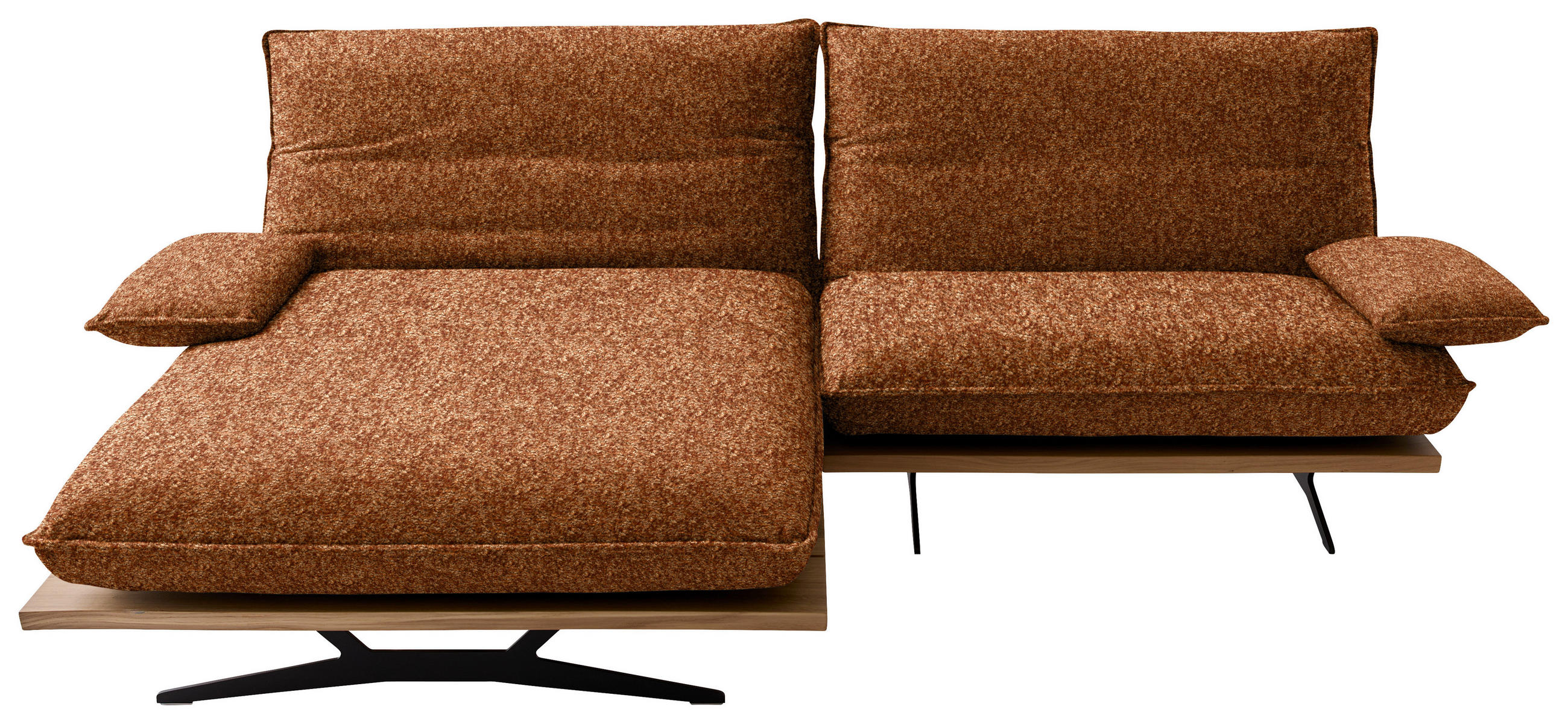 ECKSOFA Chenille, Flachgewebe Rostfarben, Wildeiche  - Wildeiche/Rostfarben, Design, Holz/Textil (161/284cm) - Koinor