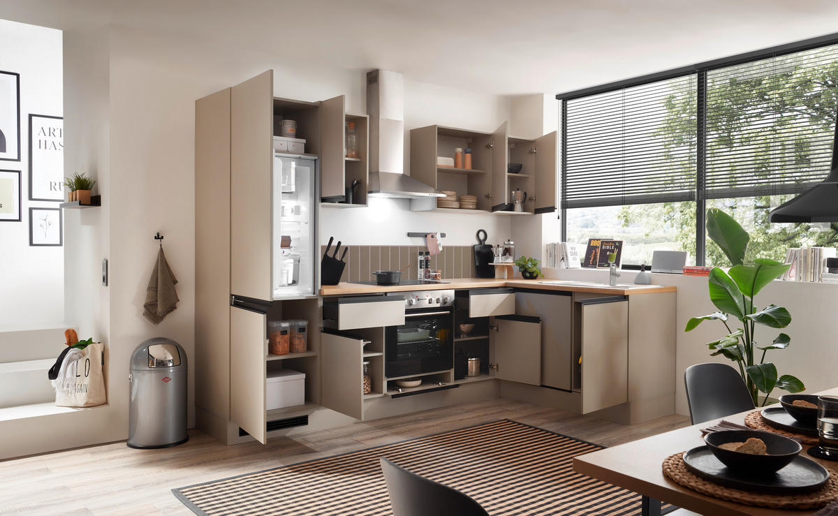 ECKKÜCHE 280/175 cm  in Seidengrau  - Eichefarben/Seidengrau, Trend, Holzwerkstoff/Metall (280/175cm) - P & B