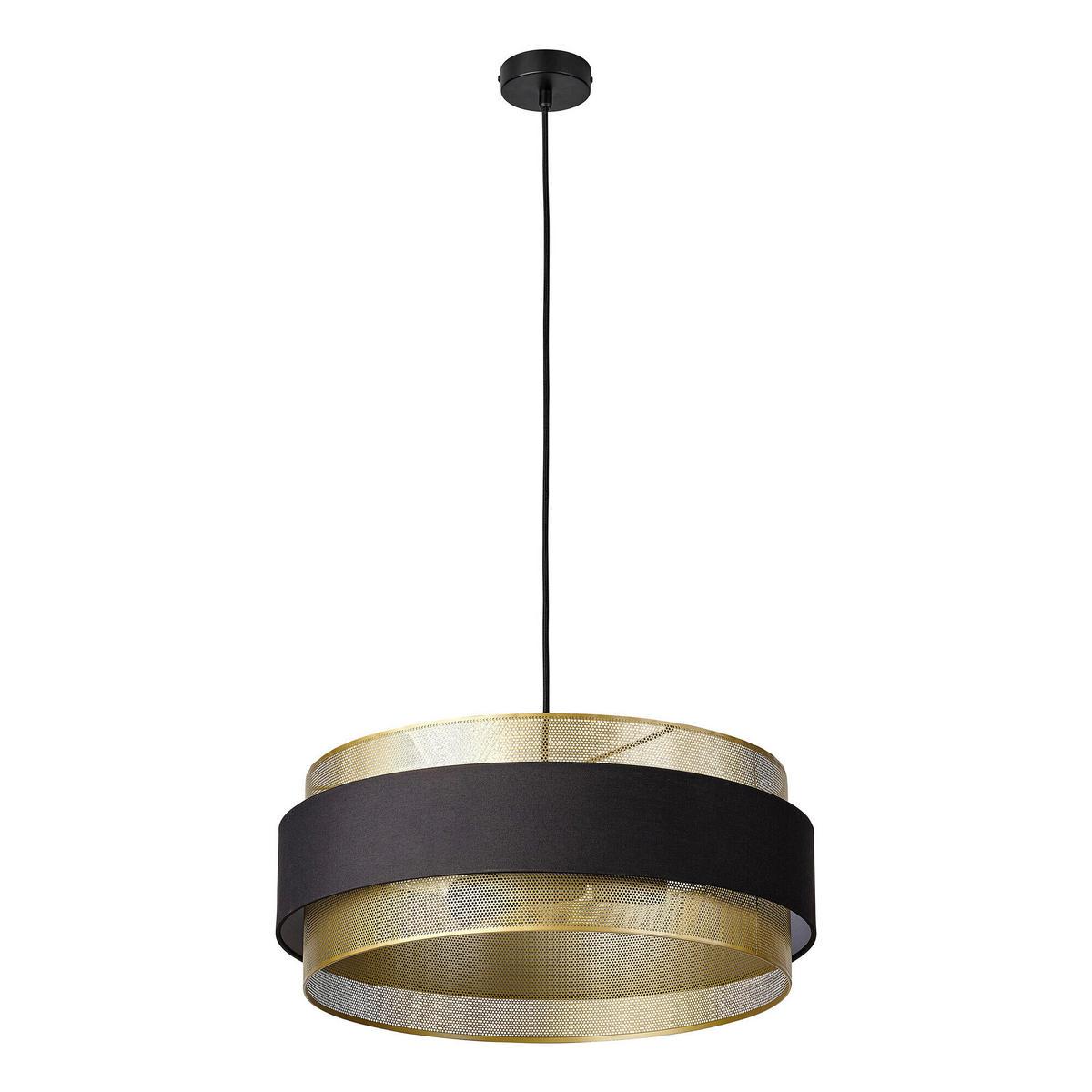 HÄNGELEUCHTE 50/150 cm  - Goldfarben/Schwarz, KONVENTIONELL, Textil/Metall (50/150cm) - Osram