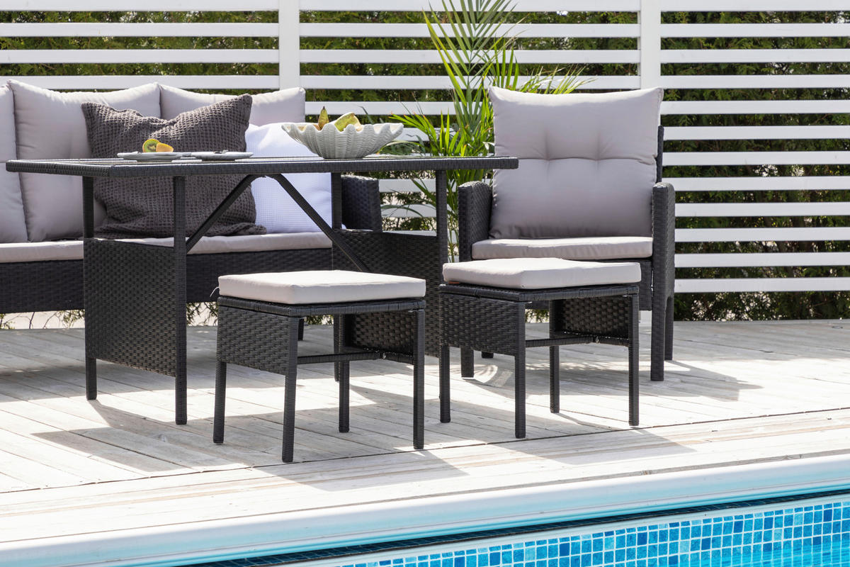 LOUNGESET  - grå/svart, Klassisk, plast - Gardenson