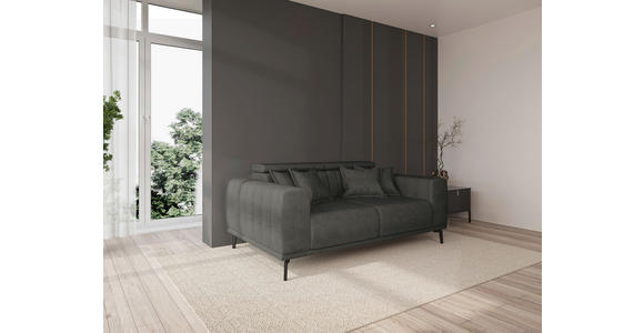 2-SITZER-SOFA  in Webstoff Dunkelgrau  - Dunkelgrau/Schwarz, KONVENTIONELL, Textil/Metall (200/80/113cm) - Carryhome