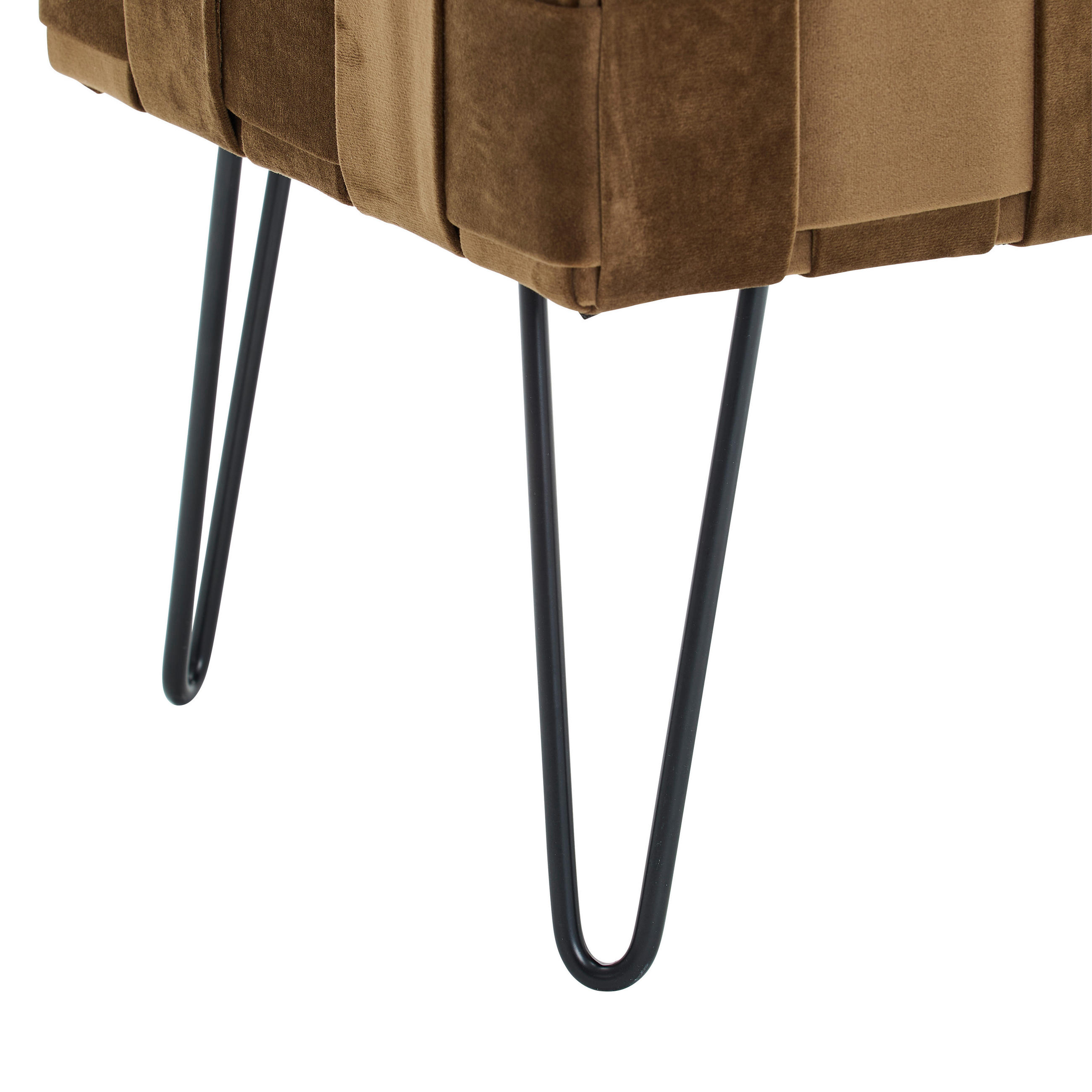 HOCKERBANK 72/49/42 cm Samt Braun  - Schwarz/Braun, Trend, Textil/Metall (72/49/42cm) - Xora