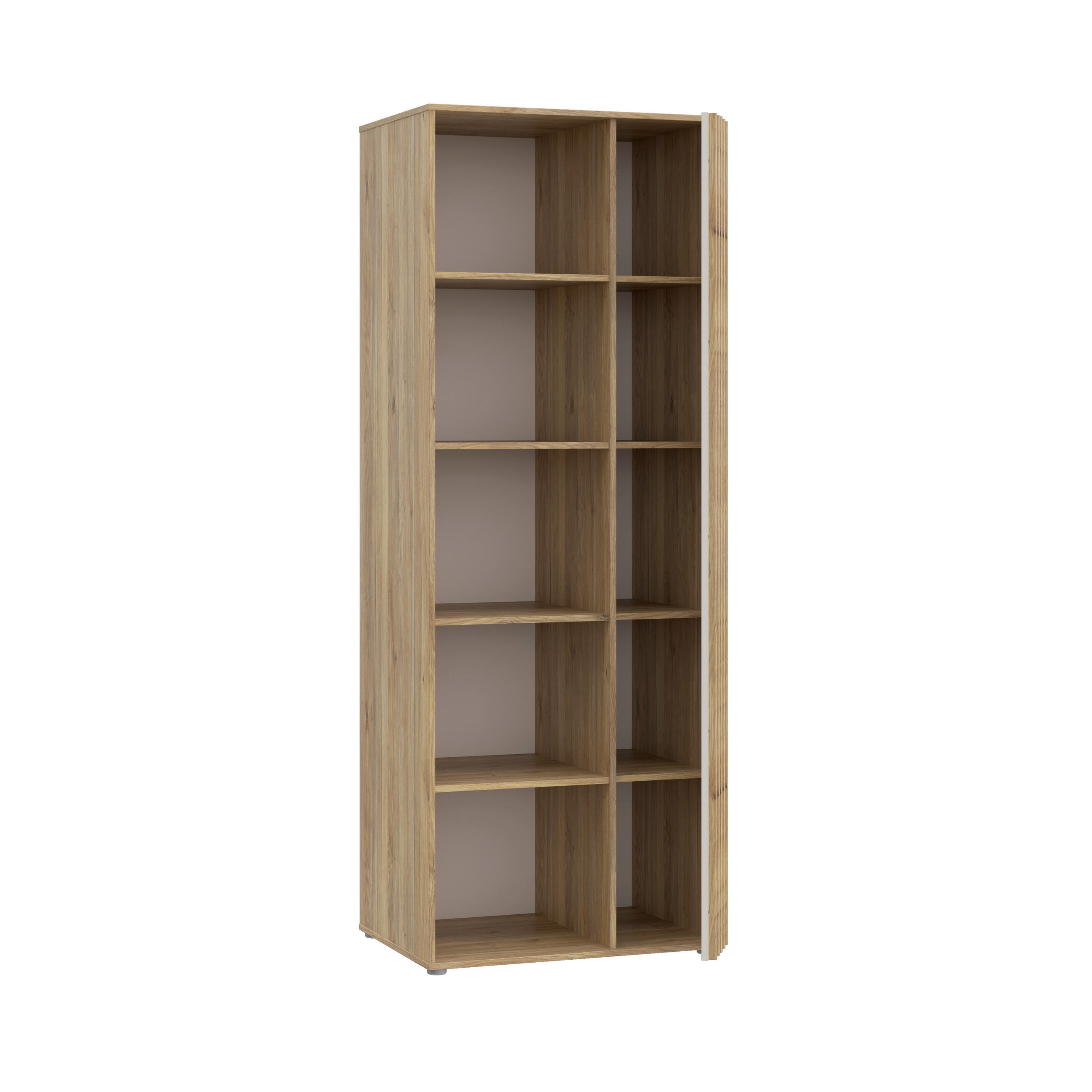 ETAJERĂ DE PERETE 74/200/54 cm  - culoare lemn stejar/nisipiu, Basics, material pe bază de lemn (74/200/54cm)