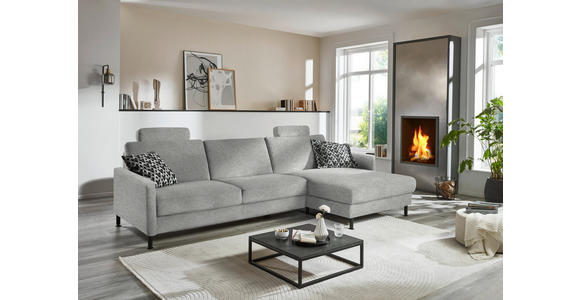 ECKSOFA  in Chenille, Flachgewebe Greige  316/175 cm  - Greige/Schwarz, Design, Textil/Metall (316/175cm) - Dieter Knoll