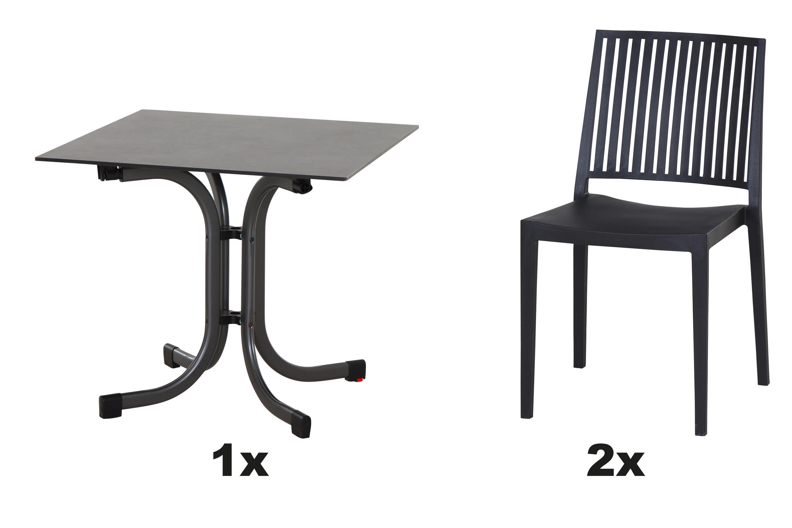 GARTENGARNITUR 3-teilig  - Anthrazit, Basics, Holzwerkstoff/Kunststoff (57/80/56cm) - Siena Garden