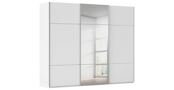 SCHWEBETÜRENSCHRANK  in Weiß  - Alufarben/Weiß, KONVENTIONELL, Glas/Holzwerkstoff (301/223/68cm) - Novel