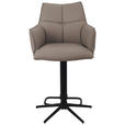 BARHOCKER Echtleder Grau, Schwarz Eisen Sitzfläche 360° drehbar  - Schwarz/Grau, Design, Leder/Metall (54/96-121/56cm) - Novel