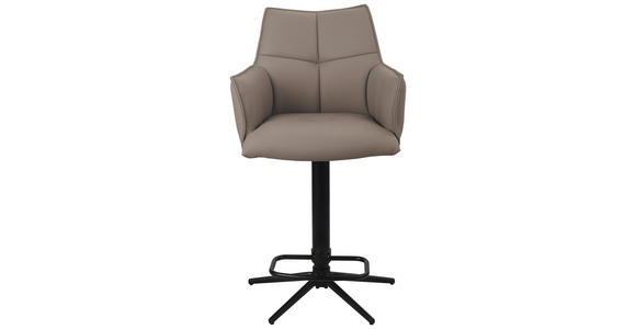 BARHOCKER Echtleder Grau, Schwarz Eisen Sitzfläche 360° drehbar - Schwarz/Grau, Design, Leder/Metall (54/96-121/56cm) - Novel