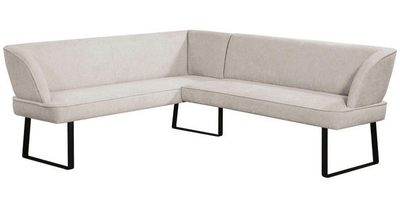 ECKBANK 233/189 cm Webstoff Schwarz, Hellgrau - Hellgrau/Schwarz, Design, Textil/Metall (233/189cm) - Novel