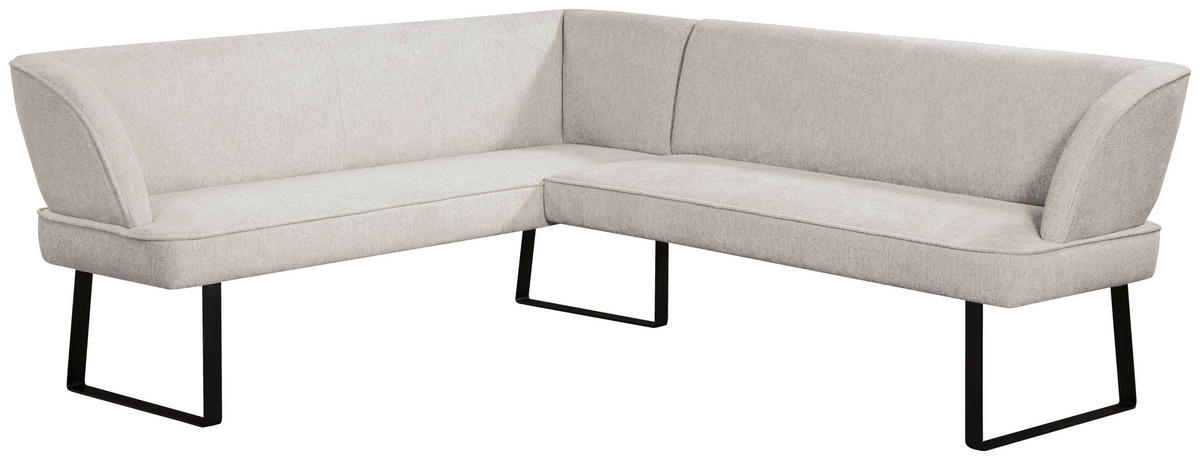 ECKBANK 233/189 cm Webstoff Schwarz, Hellgrau   - Hellgrau/Schwarz, Design, Textil/Metall (233/189cm) - Novel