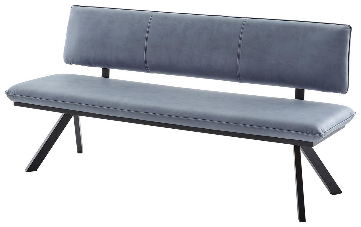 SITZBANK 180/86,5/60 cm beschichtet Schwarz, Hellblau Metall  - Schwarz/Hellblau, Design, Textil/Metall (180/86,5/60cm) - Cantus