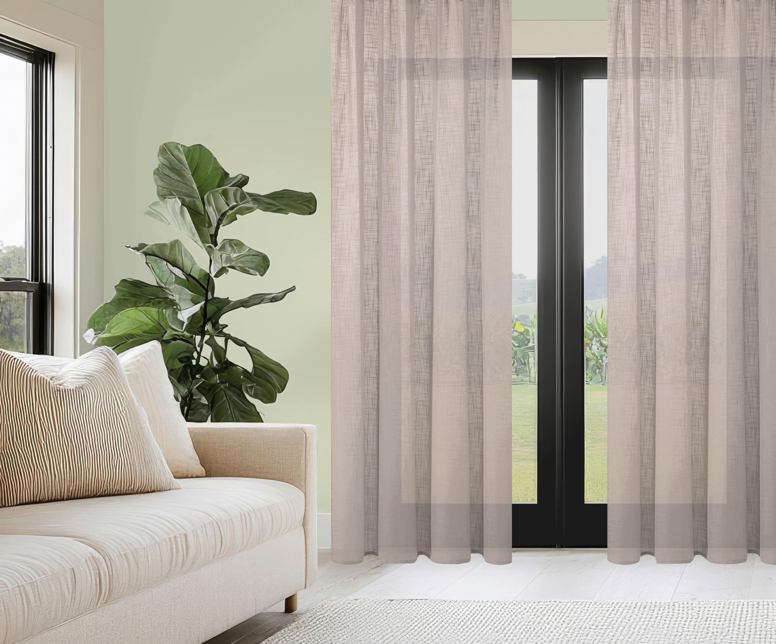 FERTIGVORHANG halbtransparent 140/160 cm - Taupe, Basics, Textil (140/160cm)