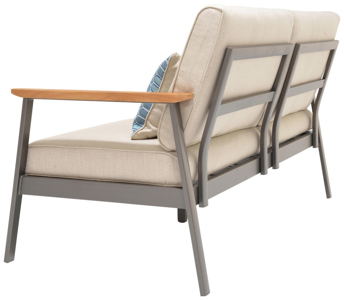 2,5-SITZER Flachgewebe Hellgrau, Dunkelgrau, Teakfarben  - Blau/Dunkelgrau, Design, Holz/Textil (161/75,5/82cm) - Modante