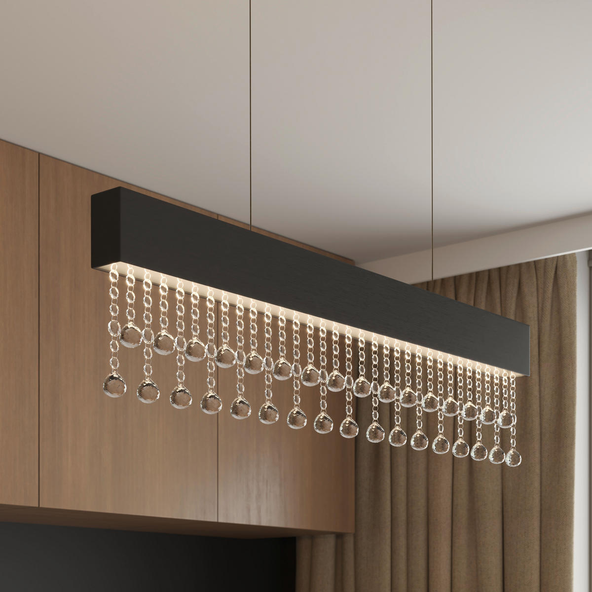 LED-HÄNGELEUCHTE 100/7/120 cm    - Transparent, Design, Glas/Metall (100/7/120cm) - Novel