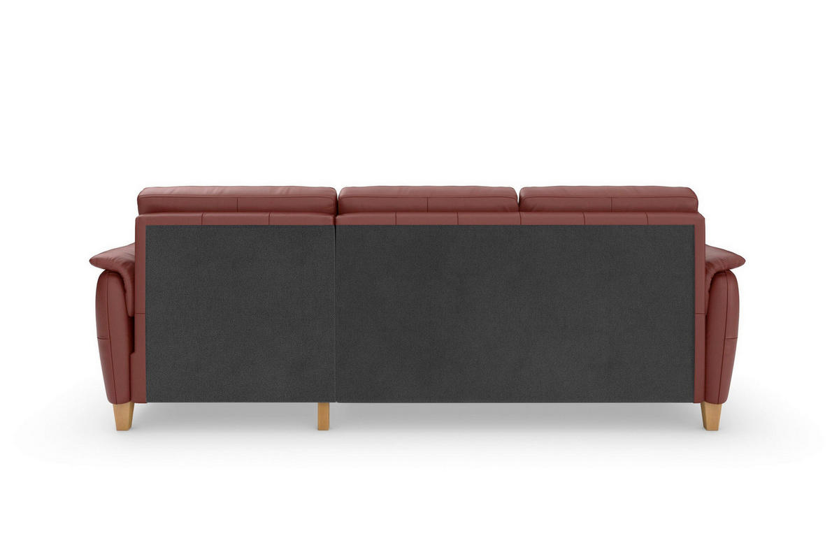 ECKSOFA PALMERA E in Echtleder Rotbraun  244/163 cm  - Rotbraun/Eichefarben, Basics, Leder/Holz (244/163cm) - Sit & More