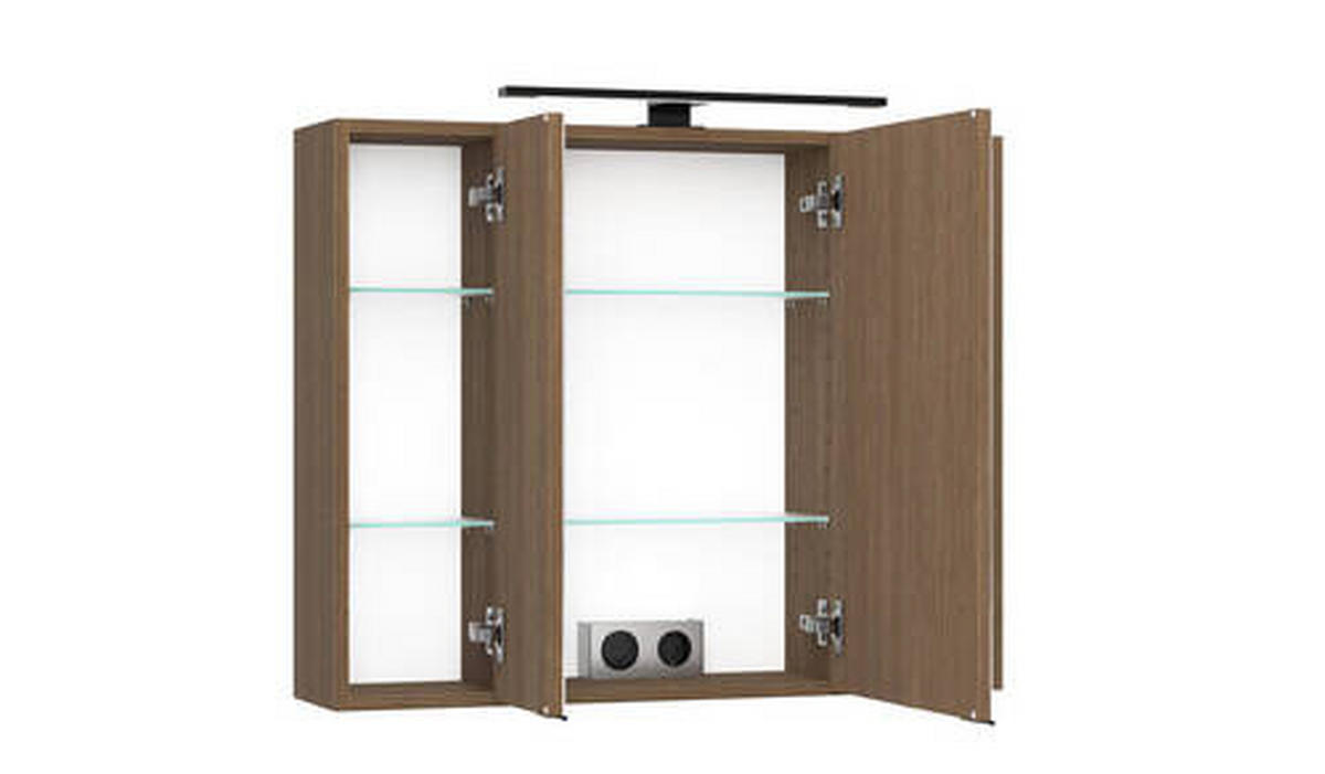 SPIEGELSCHRANK 80/64/20 cm  - Dunkelbraun/Schwarz, Natur, Glas/Holzwerkstoff (80/64/20cm) - Held
