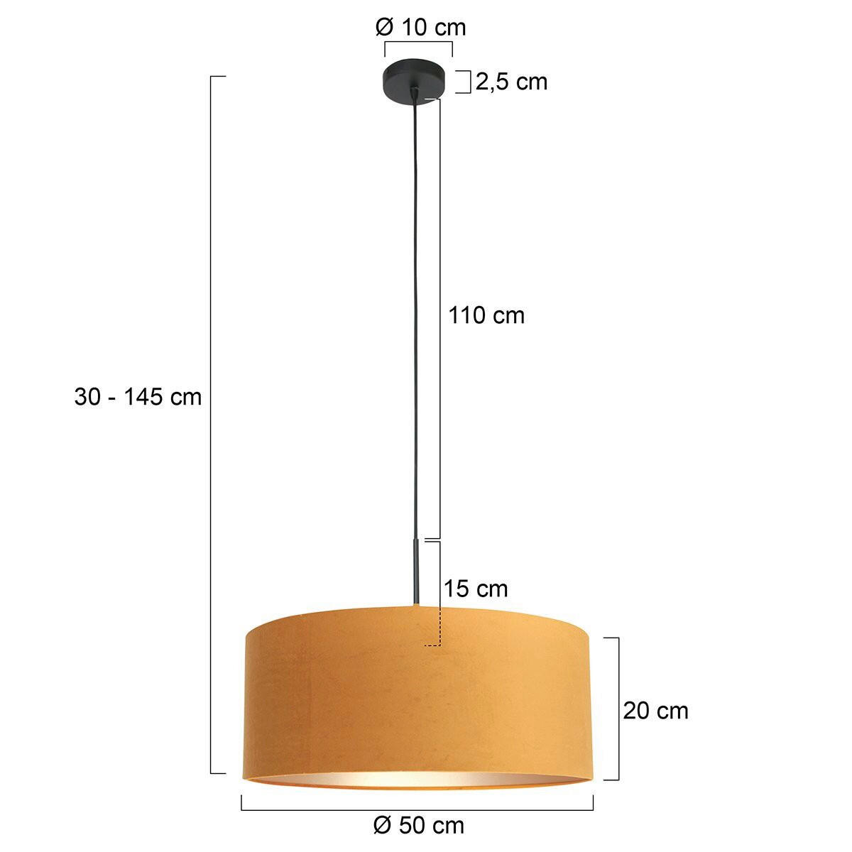 HÄNGELEUCHTE  50/135/50 cm   - Goldfarben, Trend, Leder (50/135/50cm)