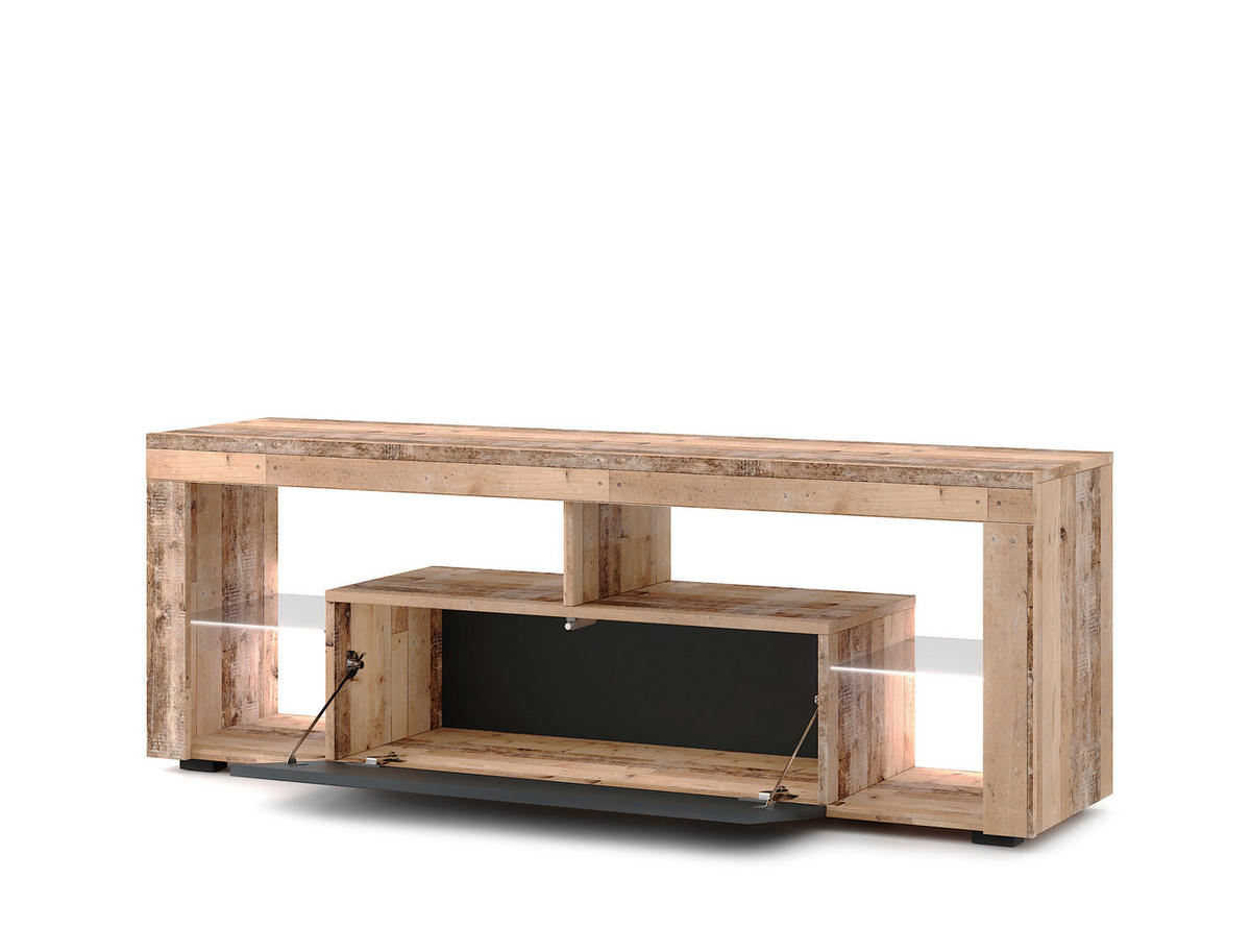 LOWBOARD EVEREST  in 140/50,5/35 cm  - Alteiche/Anthrazit, Design, Glas/Holzwerkstoff (140/50,5/35cm) - Livetastic