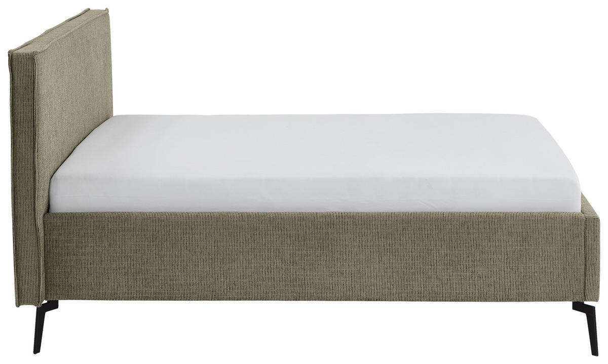 POLSTERBETT 140/200 cm  in Olivgrün  - Birkefarben/Buchefarben, Design, Holz/Textil (140/200cm) - home24