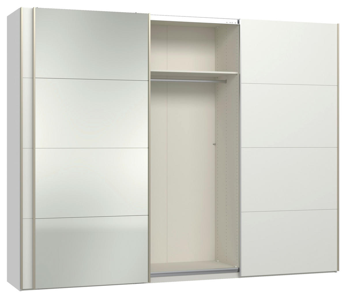 SCHWEBETÜRENSCHRANK 303/236/65 cm 3-türig Weiß  - Edelstahlfarben/Weiß, Design, Glas/Holzwerkstoff (303/236/65cm) - Jutzler