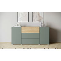 SIDEBOARD Berlin 150/68/38,5 cm 3 låda(or)  - grå/salviagrön, Design, trämaterial/plast (150/68/38,5cm) - P & B