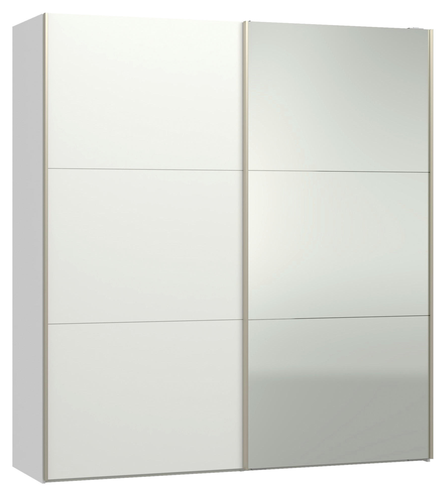 SCHWEBETÜRENSCHRANK 203/220/65 cm 2-türig Weiß  - Edelstahlfarben/Weiß, Design, Glas/Holzwerkstoff (203/220/65cm) - Jutzler