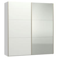 SCHWEBETÜRENSCHRANK 203/220/65 cm 2-türig Weiß  - Edelstahlfarben/Weiß, Design, Glas/Holzwerkstoff (203/220/65cm) - Jutzler