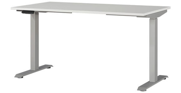 SCHREIBTISCH 140/80/72-118 cm in Silberfarben, Hellgrau - Silberfarben/Hellgrau, MODERN, Holzwerkstoff/Metall (140/80/72-118cm) - Novel