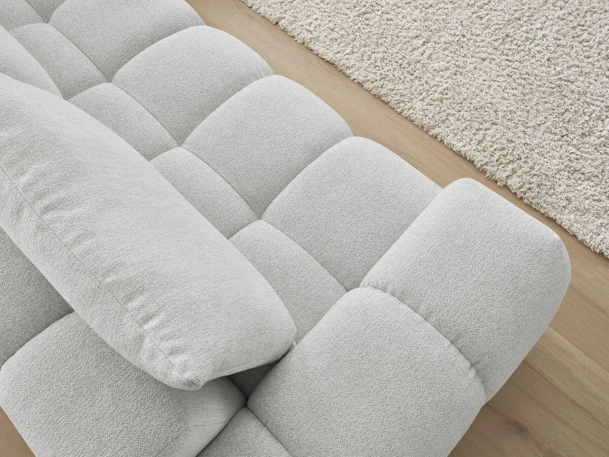 ECKSOFA Ottomane rechts  EVEREST Hellgrau Flachgewebe  - Hellgrau/Schwarz, MODERN, Kunststoff/Textil (352/210cm)