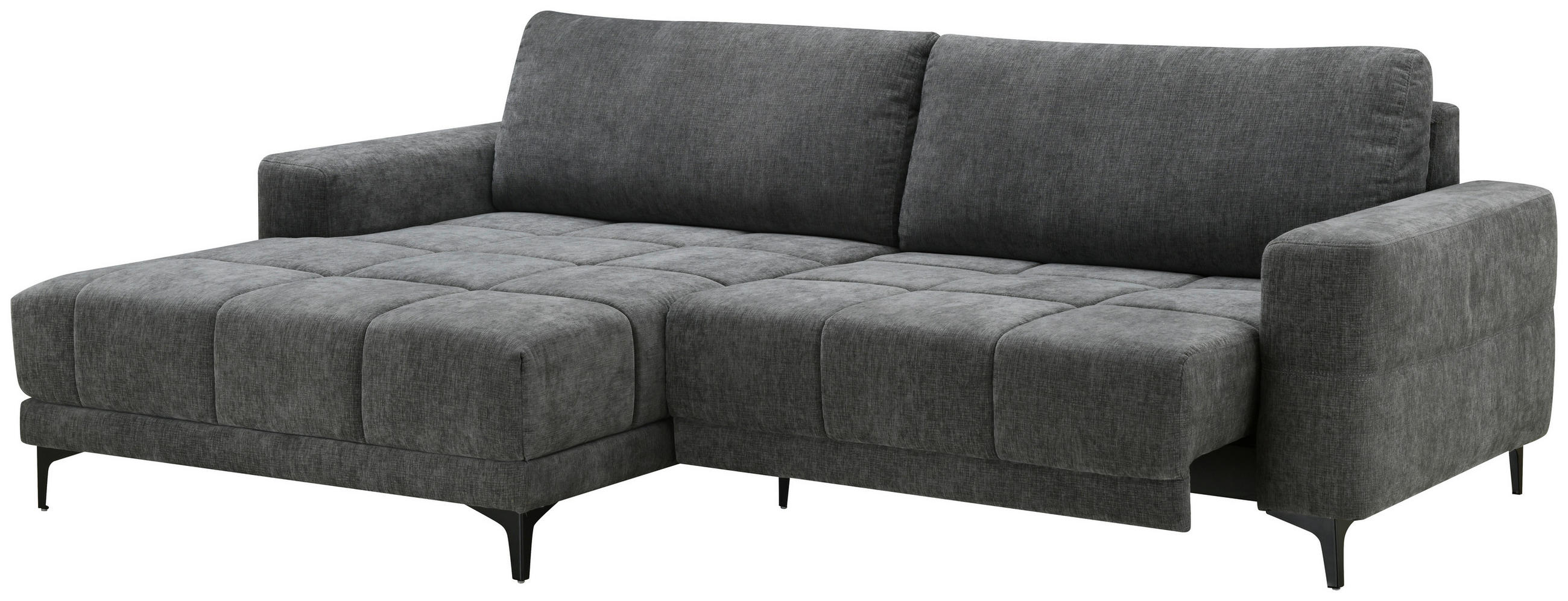 ECKSOFA Dunkelgrau Mikrofaser  - Dunkelgrau/Schwarz, MODERN, Textil/Metall (165/246cm) - MID.YOU