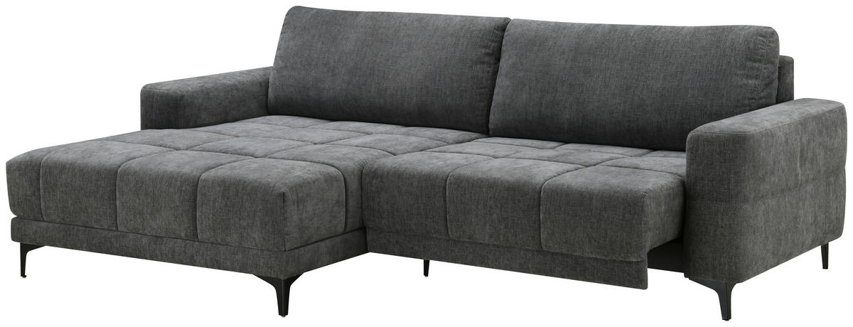 ECKSOFA Dunkelgrau Mikrofaser  - Dunkelgrau/Schwarz, MODERN, Textil/Metall (165/246cm) - MID.YOU