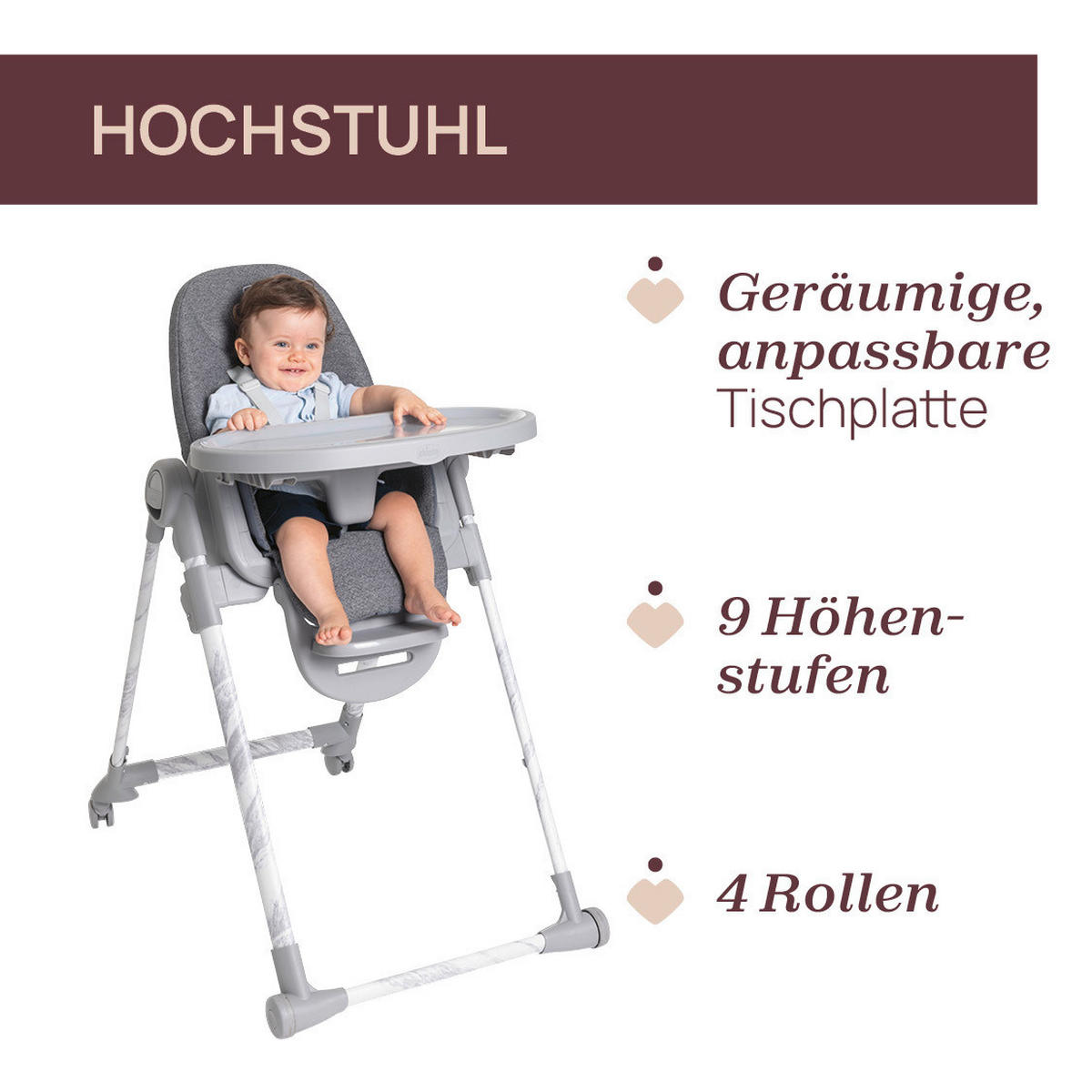 HOCHSTUHL Polly Armonia Dunkelgrau, Hellgrau Carrara  - Dunkelgrau/Hellgrau, Basics, Kunststoff (57/79-104/90cm) - Chicco