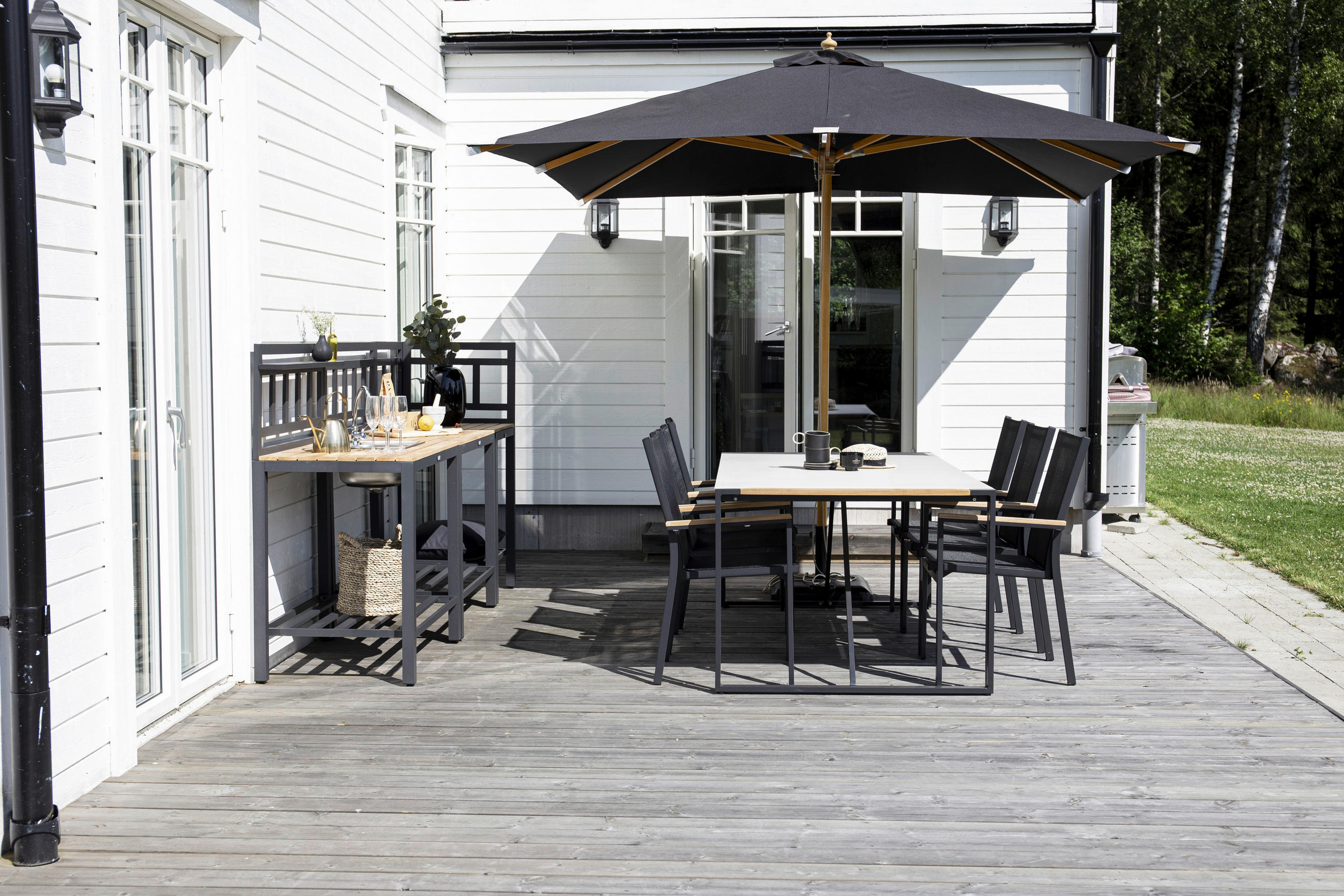 SONNENSCHIRM   - Schwarz, KONVENTIONELL (300/270/300cm) - Gardenson