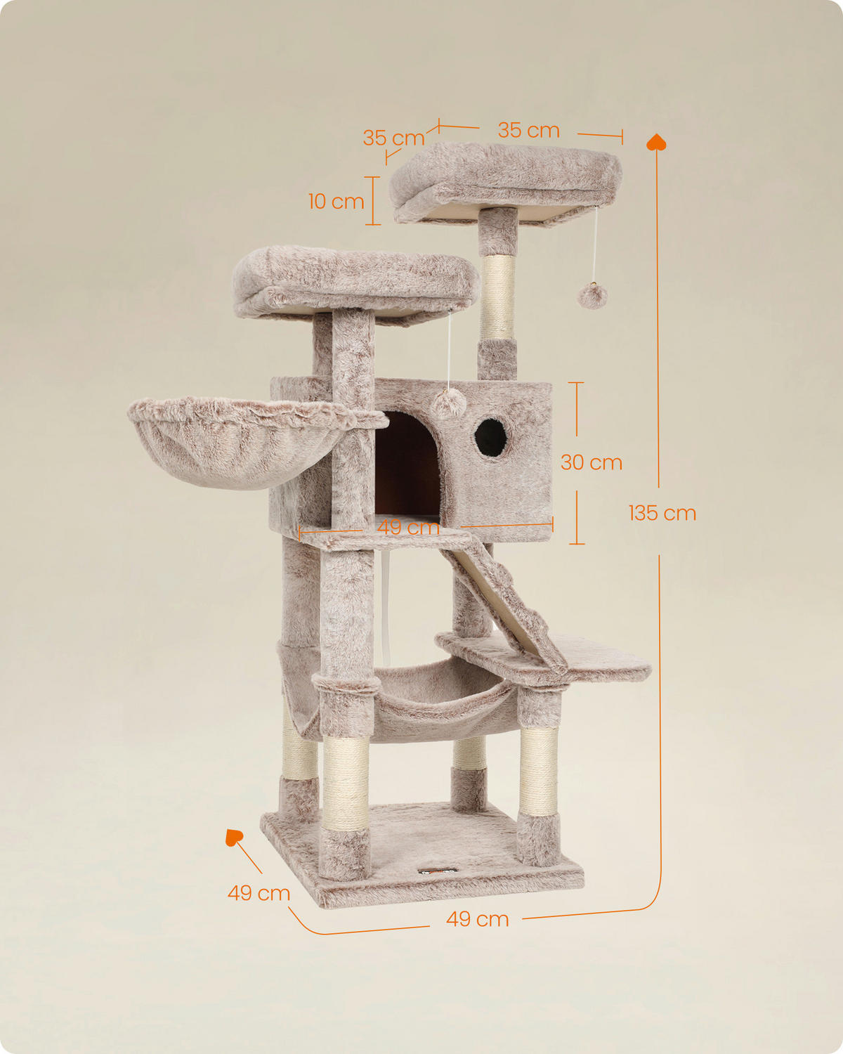 KRATZBAUM - Greige, Trend, Papier/Holzwerkstoff (49/135/49cm) - Boxxx