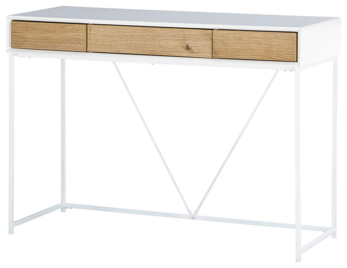 KONSOLENTISCH in Holz, Metall, Holzwerkstoff 110/40/77 cm    - Eichefarben/Weiß, Natur, Holz/Holzwerkstoff (110/40/77cm)