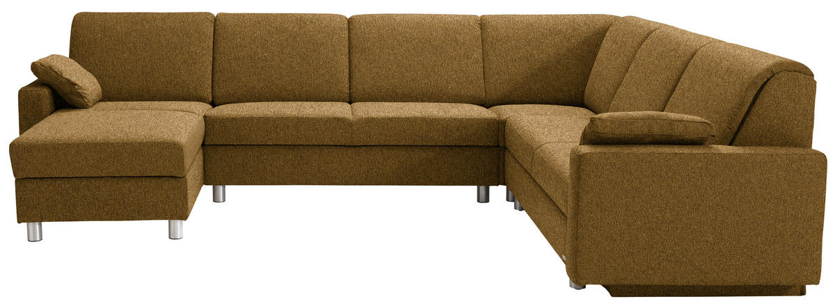 WOHNLANDSCHAFT  in Mikrovelours Senfgelb  - Anthrazit/Senfgelb, KONVENTIONELL, Textil (158/323/237cm) - Sedda