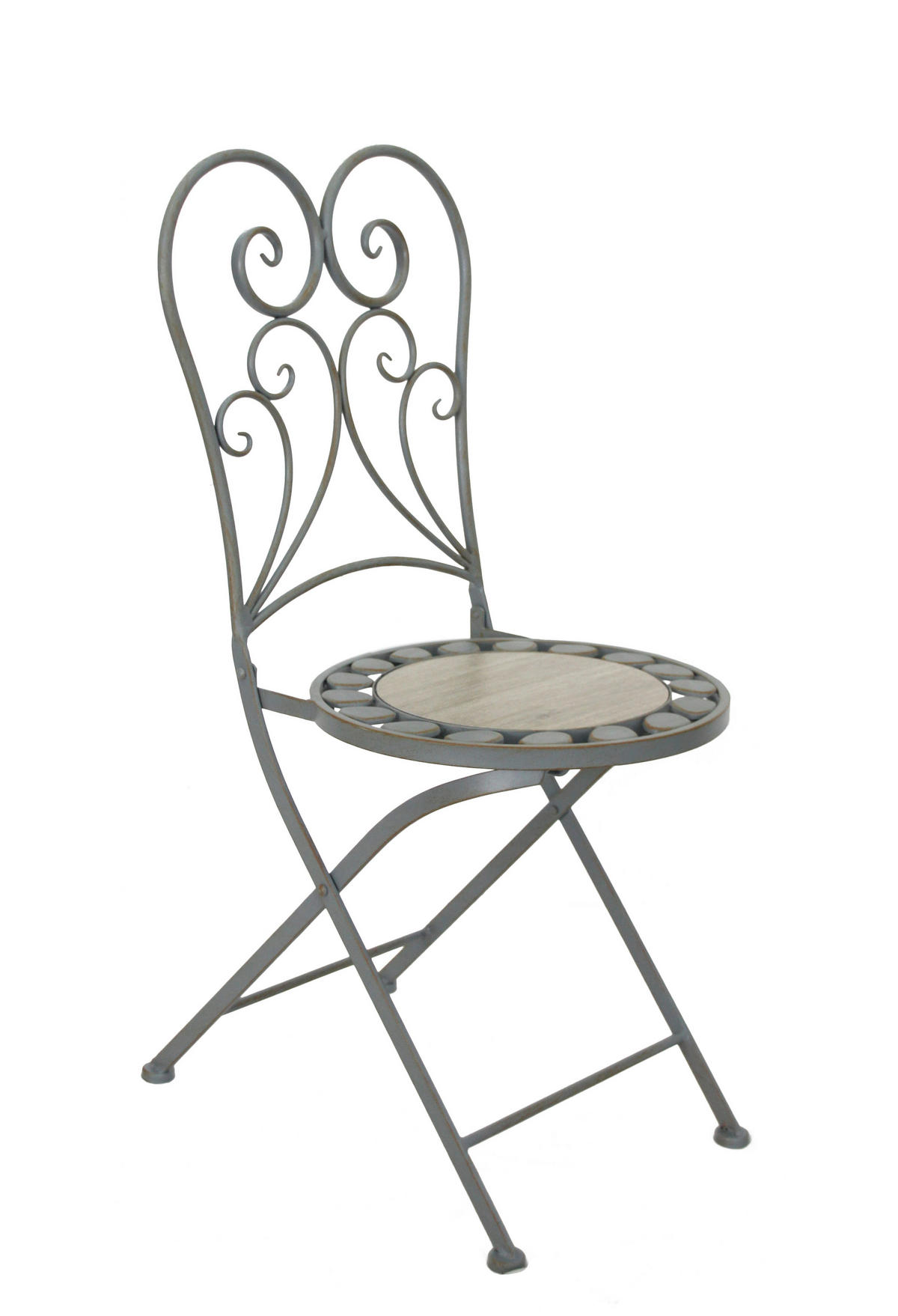 GARTENKLAPPSTUHL-SET in Metall, Keramik Anthrazit, Grau, Beige  - Anthrazit/Beige, Basics, Keramik/Metall (38/91/38cm) - Acamp