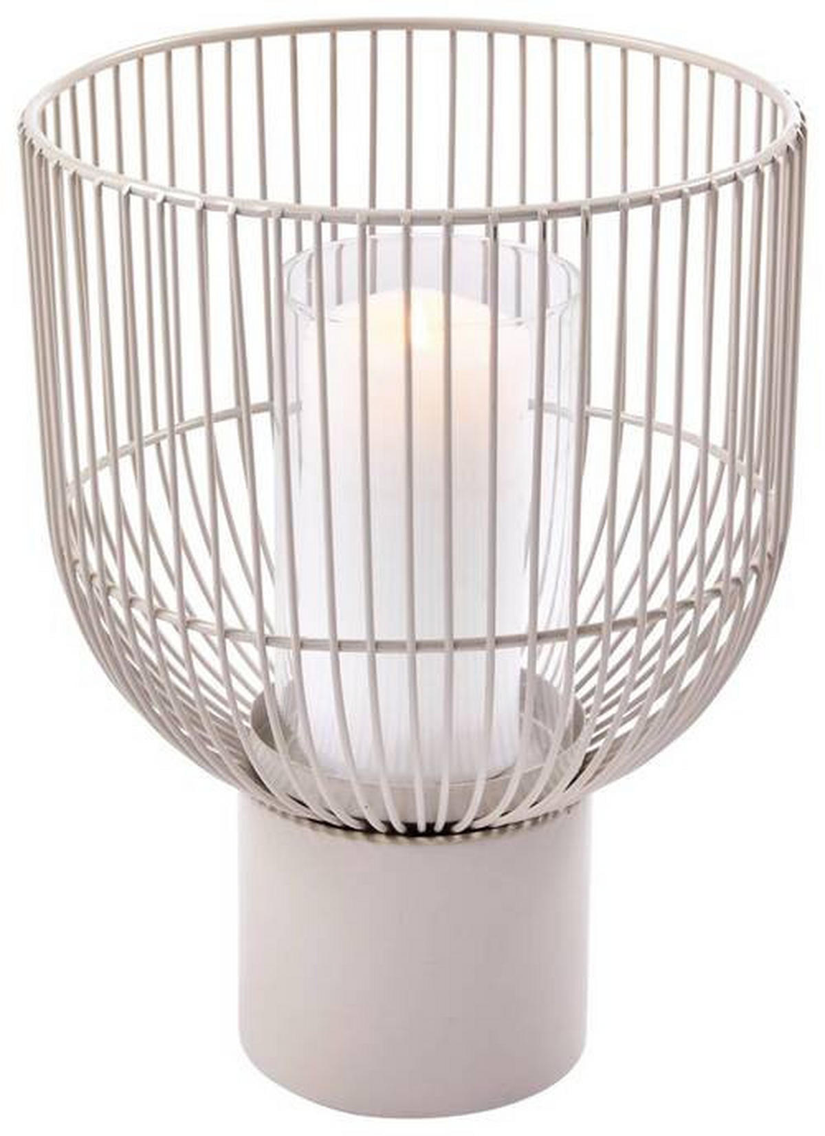 WINDLICHT Beige  - Beige, Basics, Glas/Metall (22/22/30cm) - Boltze Home