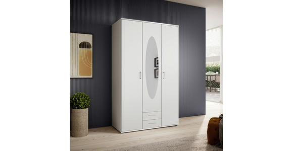 KLEIDERSCHRANK  in Weiß  - Alufarben/Weiß, KONVENTIONELL, Glas/Holzwerkstoff (120/195/55cm) - Carryhome