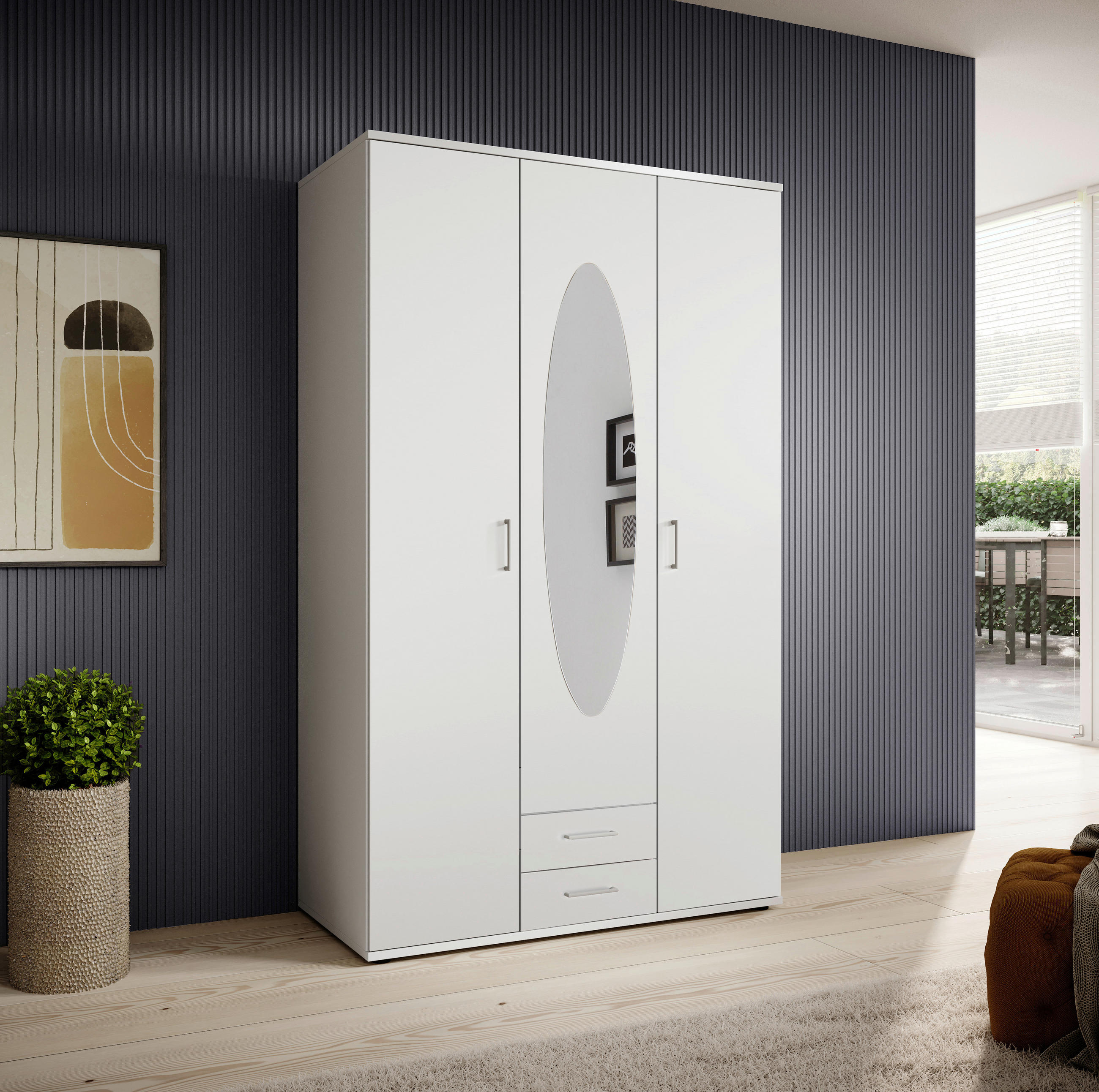 KLEIDERSCHRANK  in Weiß  - Alufarben/Weiß, KONVENTIONELL, Glas/Holzwerkstoff (120/195/55cm) - Carryhome