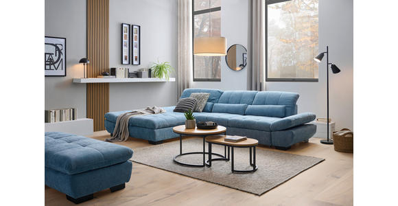 ECKSOFA  in Flachgewebe Pastellblau  204/341 cm  - Pastellblau/Schwarz, Design, Textil/Metall (204/341cm) - Xora