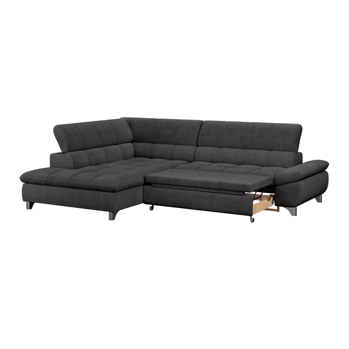 ECKSOFA Anthrazit Chenille  - Chromfarben/Anthrazit, KONVENTIONELL, Textil/Metall (234/312cm) - Livetastic