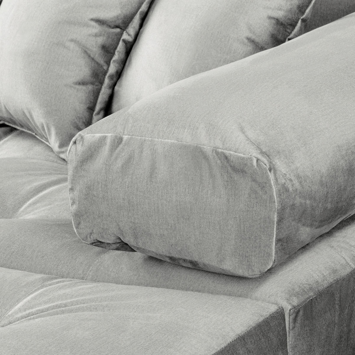ECKSOFA Velours Hellgrau  - Hellgrau/Schwarz, Design, Kunststoff/Textil (284/243cm) - P & B